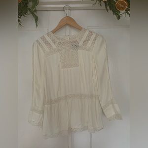 J. Crew Silk Shirt with Lace Yolk, Size 4